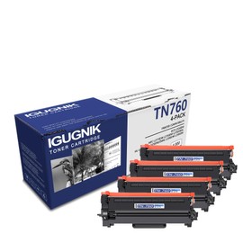 4 Pack TN760 Black Toner Cartridge Replacement for Brother TN760 Work with DCP-L2550DW MFC-L2710DW L2750DW L2750DWXL HL-L2350DW L2370DW/DWXL L2390DW L2395DW| TN760