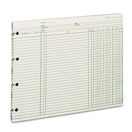 Wilson Jones GN2D Ledger Sheet, 3 Col, Sngl, 9-1/4-Inch x11-7/8-Inch, 100/PK, Green