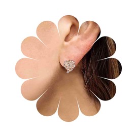 Yheakne Vintage Tiny Cz Hammered Heart Earrings Cz Crystal Heart Stud Earrings Gold Love Heart Earrings Minimalist Everyday Earrings Jewelry for Women and Girls