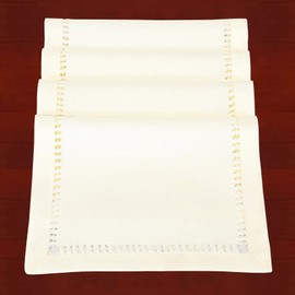 Grelucgo Handcrafted Solid Color Dining Table Placemats, Double-Hemstitched (Cream, 12 x 18 Placemats (Set of 4))