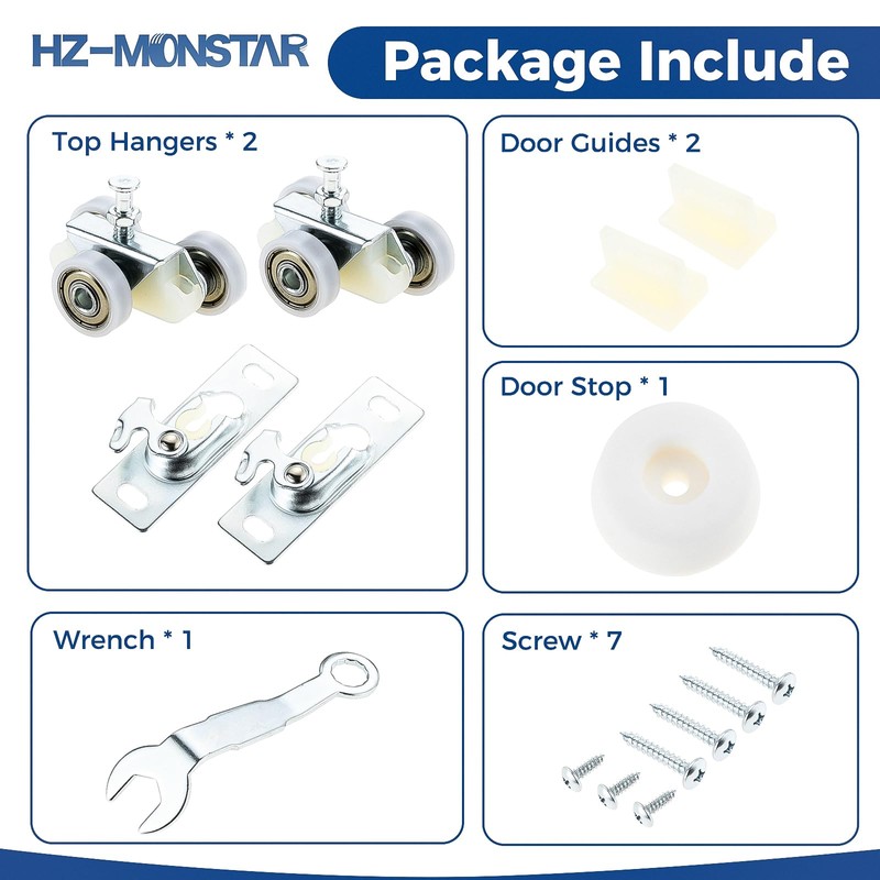 HZ-MONSTAR 2 Pack Sliding Pocket Door Hardware Kit, Sliding Door