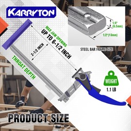 KARRYTON 2-Pack Quick Release Ratchet Track Saw Clamps, 6-1/2" Capacity x 2-1/2" Throat Depth, T-track Clamp for MFT/Guide Rail System, 600LB Clamping Force w/Foot Cover and Non-Marring Pad