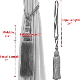 Selling Wonderful Curtain Holdbacks Curtains Tiebacks Home Decorative Braided Buckle Fastener Accessories Window Drapery Ball Tassels Tiebacks, Set of 2 (Gray Blue)