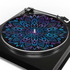 GLENLCWE Butterfly Turntable Platter Mat Boho Mandala Flower, Anti-Static Anti-Vibration 12 Inch Turntable Slipmat Felt Turntables Mat