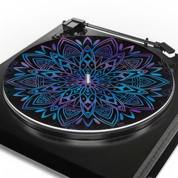 GLENLCWE Butterfly Turntable Platter Mat Boho Mandala Flower, Anti-Static Anti-Vibration