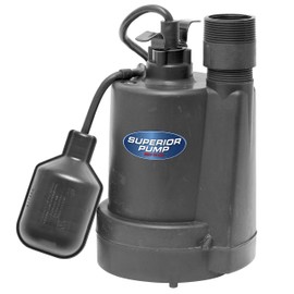 Superior Pump 92250 1/4-HP Thermoplastic Submersible Sump Pump with Tethered Float Switch