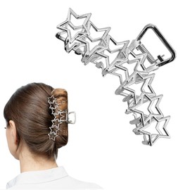 Metal Hair Claw Clips Large Shark Hair Clip Hair Claw Clamps with Star/Heart Strong Hold Shark Hair Jaw Claws Non-slip Hair Grip Barrettes Hair Upto Accessories for Lady Women Girls Thin Thick Hair