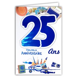 Afie 69-2127 Birthday Card, 25 Years, Young Men Women - Gold Colour (Gold or Copper, See Photos) Subject to Availability - Fireworks Party Gifts 69-2127