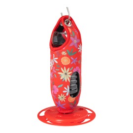 The Hummingbird Bottle Hummingbird Feeders for Outdoors Hanging, Uses Recyclable Bottles (Floral Red - Pack of 1)