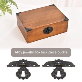 The Lord of the Tools 2PCS Antique Hasp Latch Vintage Bronze Clasp Jewelry Box Decorative Lock with Screws for Vintage Wooden Box Gift Box Wine Box Toolbox 8.5x6.3cm