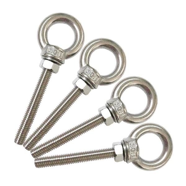 CHHGGNN 304 Stainless Steel Eye Bolt, 4 PCS M8 Heavy