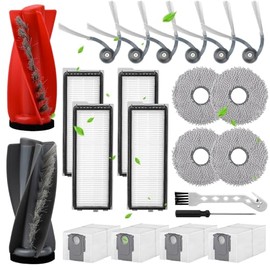 22 Pieces Accessories for Roborock Qrevo Curv Replacement Parts for Roborock Qrevo Curve/Qrevo Edge/P20 Pro 2 Roller Brush 4 HEPA Filters 4 Dust Bags 4 Wipes 6 Side Brushes 1 Brush 1 Screwdriver