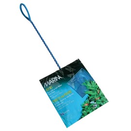 Marina 6-Inch Blue Fine Nylon Net with 12-Inch Handle, Aquarium Maintenance Tool, Blue, 11276