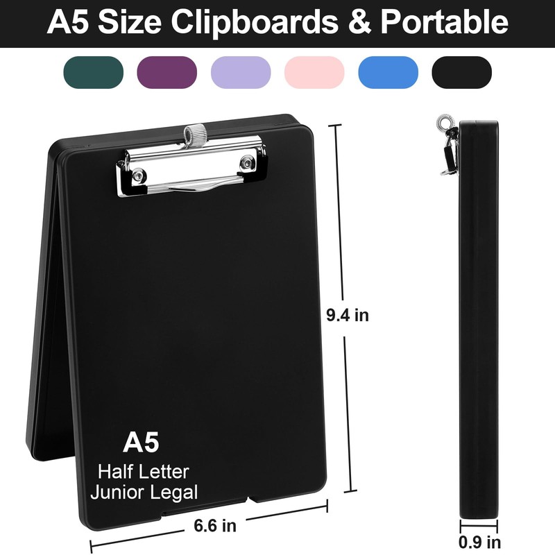 Meiikun Small Clipboard with Storage, A5 Clipboards with Pen Holder,