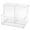 Clear Pen Holder, Plastic Pencil Organizer Cup with 3 Slots,
