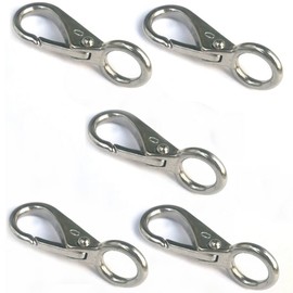 JY-MARINE Stainless Steel 316 Fixed Snap Hook 0# Spring Loaded Fixed Eye Hook Marine Rigging,5 Pieces