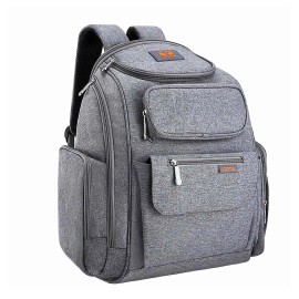 Lootus LOOTIS Diaper Bag Backpack Gray Unisex Large Baby Bag w/ Multiple Pockets