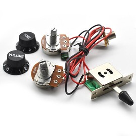 SoulDiM Guitar Wiring Harness Set Prewired 500K Big Pots 5 Way Switch Wiring Harness Kit with 6.35 Output/Black Knobs for Strat Electric Guitar