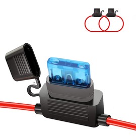 HUIQIAODS ATC/ATO 15A In-Line Fuse Holder 16 Gauge Wiring Harness 12V Standard Plug Socket Pack of 2