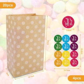 vvhippo vvhippo Papiertüten Kindergeburtstag, 20 Stück Geschenktüten Braun Tüten Papier mit 36 Aufkleber, Candy Tüten zum Verpacken von Geschenken, Giveaways, Kindergeburtstag, Hochzeit, Party, usw