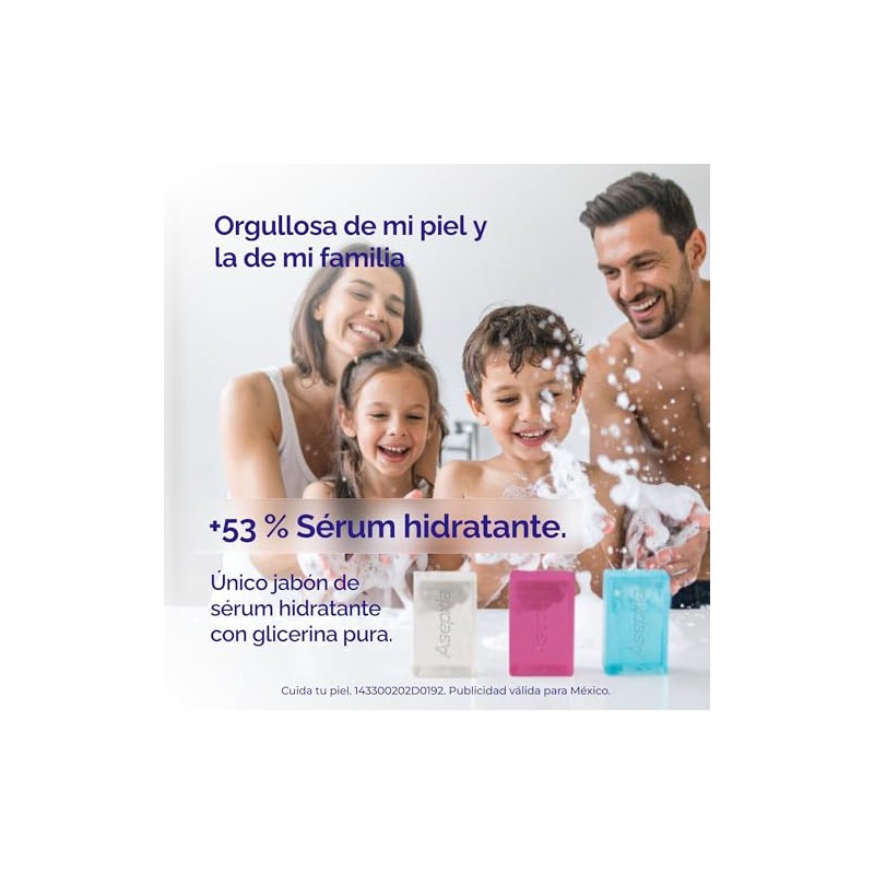 Asepxia, Jabón en barra Suavizante jabón facial y corporal, 53%
