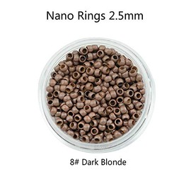Nano Copper Micro Rings Dreadlock Beads Microlink nano micro tube ring For Tip/Ring Hair Extensions Link Hair Tools Accessories (#8 Dark Blonde)