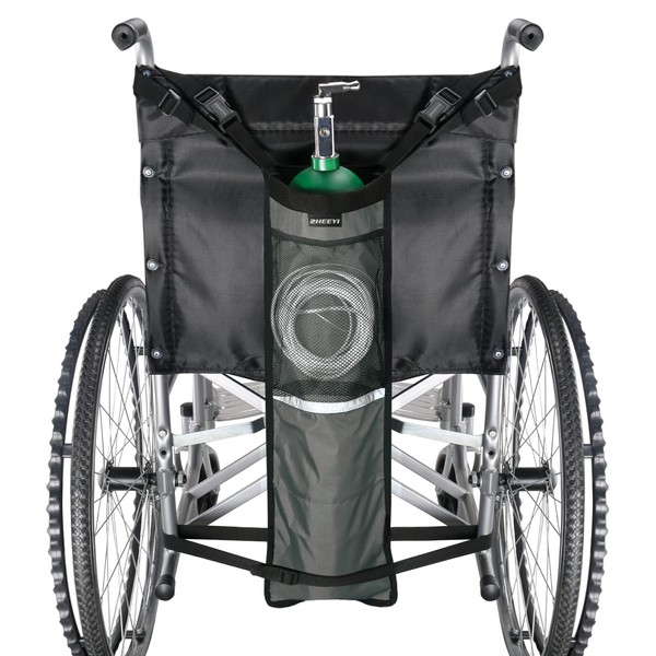 ZHEEYI Oxygen Cylinder Bag for Wheelchairs with Buckles, Fits Any Wheelchair, Gray (Fits Most Oxygen cylinders)