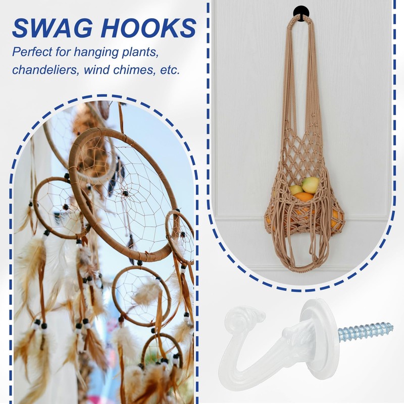PATIKIL Swag Hooks, 6 Pcs Heavy Duty Ceiling Hooks with