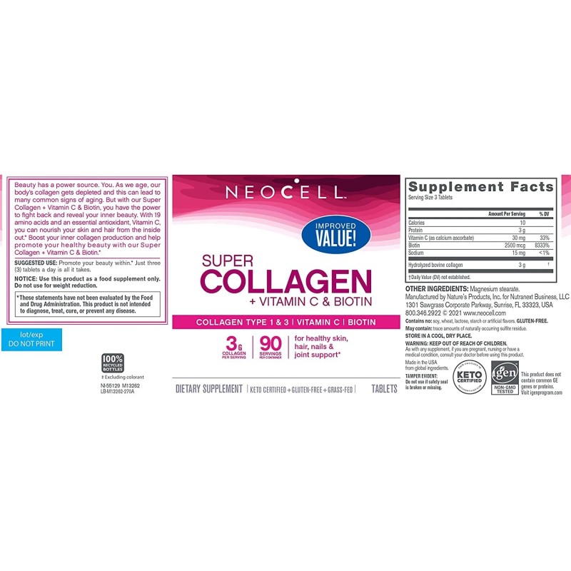 Neocell Super Collagen + Vitamin C & Biotin 270 tabs