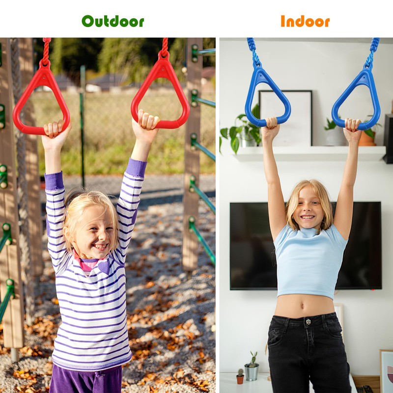 4 Colorful Ninja Rings, Gymnastic Rings Trapeze Swing Bar Ring