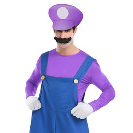 Aomig Mario Costume, 3 Pack Mario Cosplay Costume Accessories Kits for Women Men Kid, Mario and Luigi Hats Cap Mustaches White Gloves Fancy Dress Up Costume Outfits for Party World Book Day