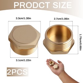 2 x brass plugs, 1 inch male thread, sealing plug for pipe connection, brass blind plugs with sandblasted surface, robust end cap for plumbing, heating and water installation