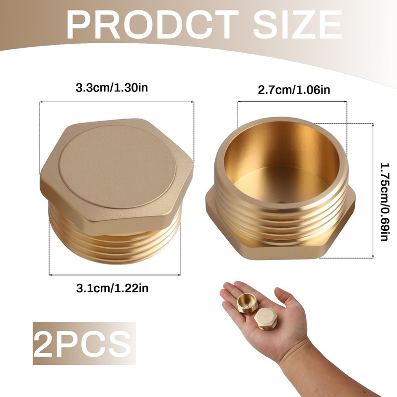 2 x brass plugs, 1 inch male thread, sealing plug