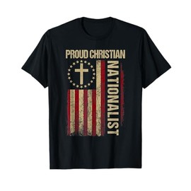 Retro Proud Christian Nationalist American Flag Faith Cross T-Shirt