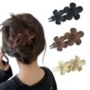 Alpha Depot 花形ヘアクリップ 3個セット 韓国風 大きめしっかり留まるマットフラワークリップ 通勤通学普段使いにも最適【ブラック・オフホワイト・ブラウン】