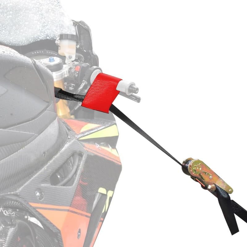 MOTO4U Motorcycle Handlebar Tie Down Straps with Ratchets and Snap
