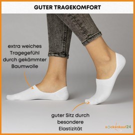 10 Pairs of Women's Men's Invisible Trainer Socks Breathable Cotton, White