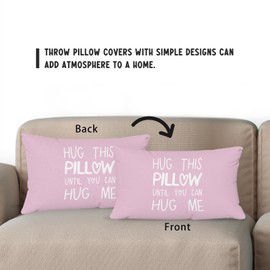 Sufamb Hug This Pillow Until You Can Hug Me Throw Pillow Covers Decor for Bedroom,12''x20'' Pillow case, Boyfriend Girlfriend Birthday Gifts，Long Distance Relationships Gifts（Purple）(20x12in)