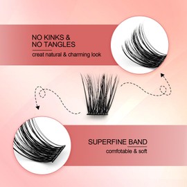 FADVAN Cluster Eyelash Cluster Lashes, 0.07 mm, D Curl Mix, 8-16 mm, Eyelash Extensions, Individual Eyelashes, Individual for Eyes, DIY Cluster Eyelash Extension (C09)