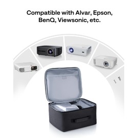 Alvar Projector Case RV800P, Durable Nylon & Soft Lining, Accessory Pockets for Cables/Remote, Easy Carry Handle Portable Travel Storage Bag for Business/Outdoor/Home, 12.6x11x7Inches, Black