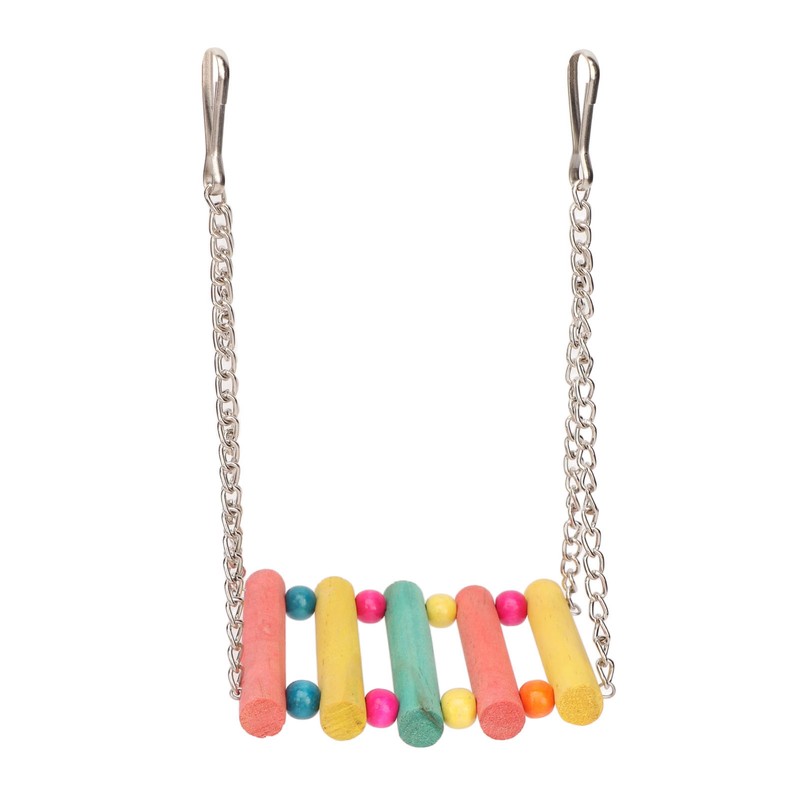Bird Swing Hanging Toys Wooden Educational Colorful Parrot Swing Chewing