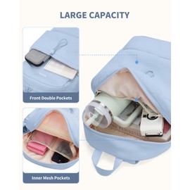 Ceneda Gym Backpack for Women, Lightweight Puffer Backpack with Shoe Compartment, Wet Pocket & Tumbler Strap, Cute Daypack for Fitness, Daily Use & Travel (Light Blue)