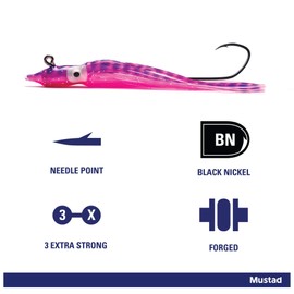 Mustad - Hootchie con Espalda Cruzada, Color Azul y Blanco