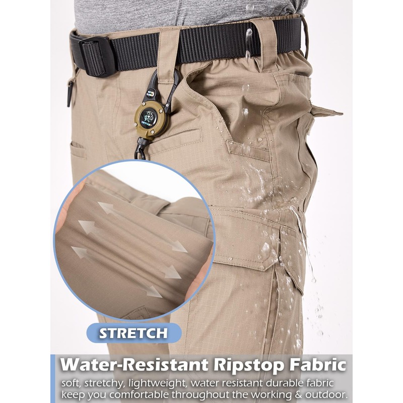 NAVEKULL Men's Flexible Work Pants Stretch Ripstop Utility Cargo Pants