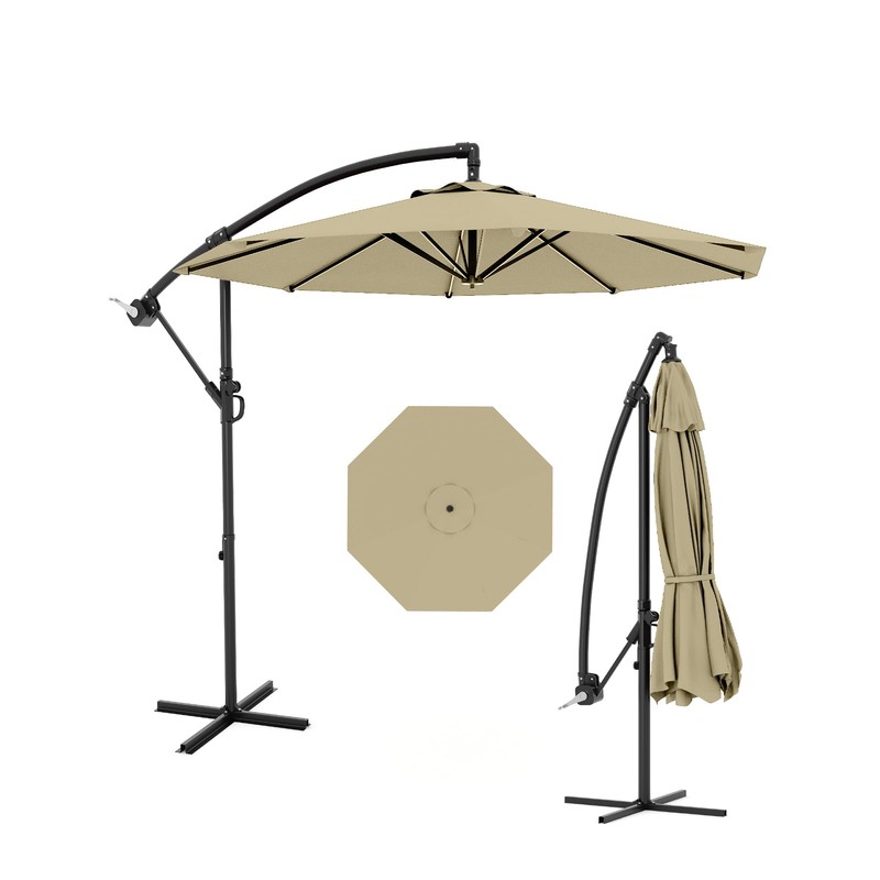 GarveeLife 10 ft Cantilever Umbrella with Cross Base, Outdoor Offset