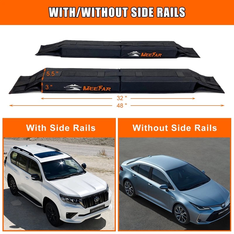 MeeFar Universal Car Soft Roof Rack Pads Luggage Carrier System