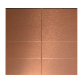 Crystiles Aluminum Peel and Stick Backsplash Panels - 3"x6" Brushed Copper Kitchen Wall Decor, 80-Pack (Copper Color)