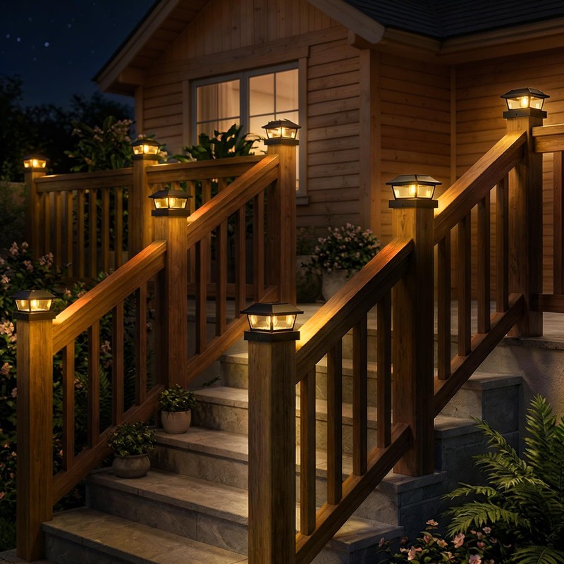 btfarm 4x4 Solar Post Cap Lights, 8 Pack Fence Deck