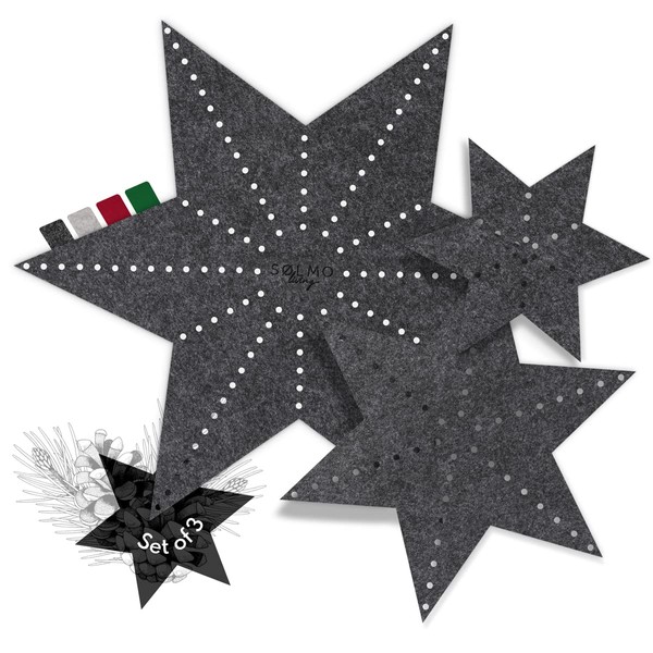 sølmo I 3 Felt Stars for Christmas Table Decoration I