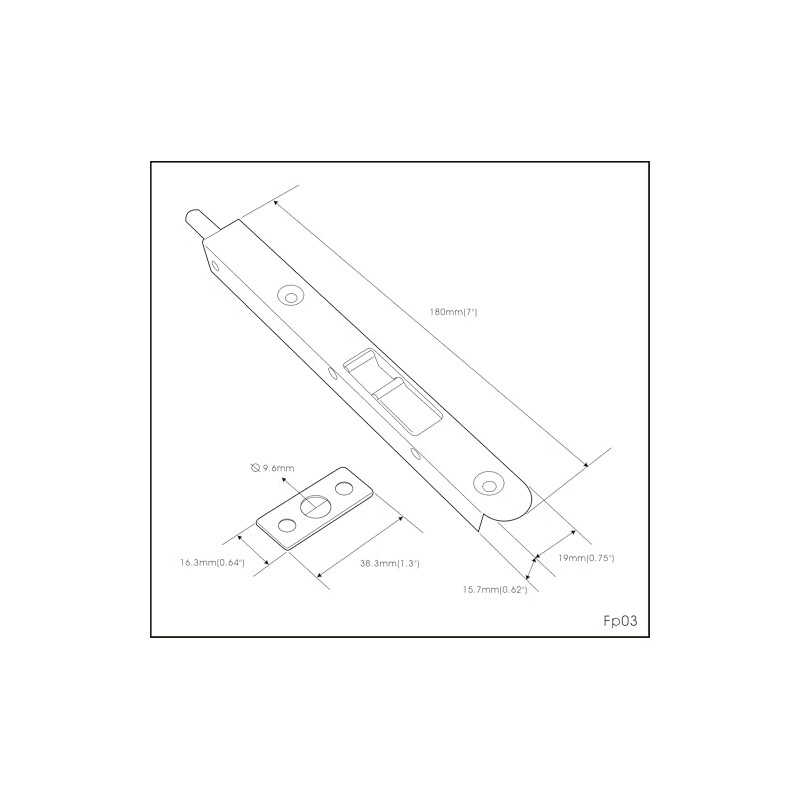 QCAA Solid Brass Flush Bolt, 7", Matte Black, 2 Pack